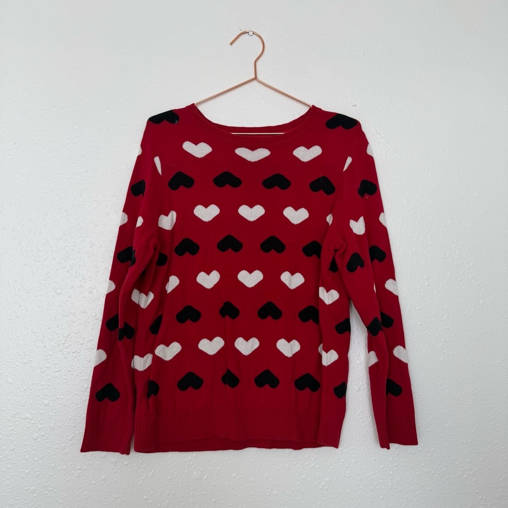 Charter Club Red Heart Pattern Sweater